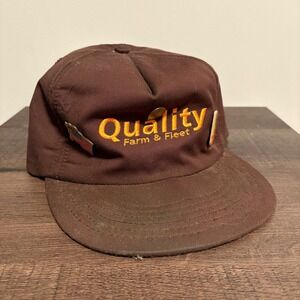 Vintage Quality Farm & Fleet Brown Snapback Trucker Hat‎ UAW